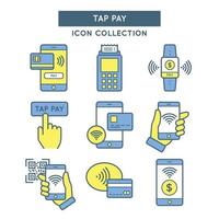 pagos rápidos y fáciles usando la tecnología tap pay vector