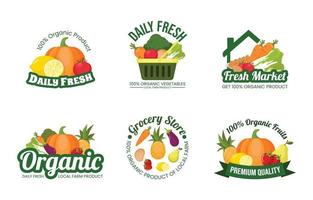 conjunto de logotipos de comestibles frescos vector