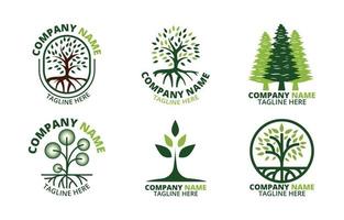 conjunto de colección de logotipos de árboles vector