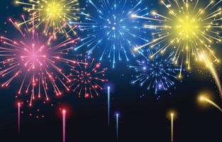 Festive Colorful Fireworks in Sky vector