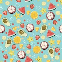 Watercolor Seamless Pattern of Tropical Fruit vector