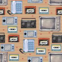 Retro 90s With Old Device Pattern vector