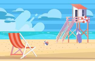 Beach Safe Guard House Scenery With Sea Background vector