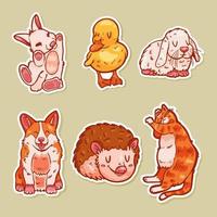 Cute Doodle Pets Sticker Set vector