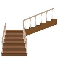 escalera de madera al porche - una escalera para entrar a la casa con barandillas decorativas de madera vector