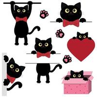 Black cat, cat face, Playing pets. Tattoo. Color vector illustration