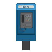 blue telephone booth, color vector isolated cartoon-style illustration