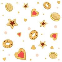 Festive pattern of cookies of different shapes, color vector illustration