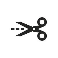 illustration of scissors icon with dots, cutting area. vector