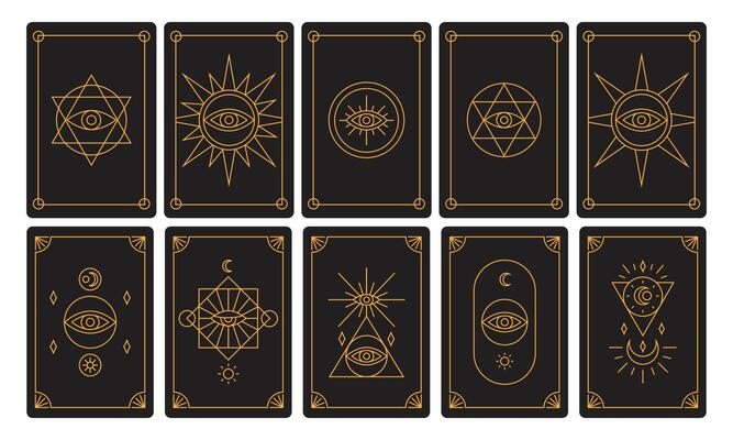 set of tarot card illustration design. symbol of dark magic game