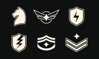 conjunto de insignias del ejército militar. bordado militar y diseño de alfileres. parches del ejército para tipografía de espacio de copia vector