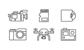 set of cameras vector illustration. collection of modern digital camera in flat design style. professional photography and film tools