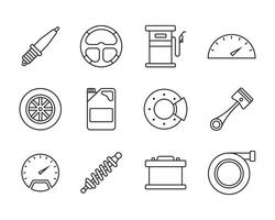 set of automotive icons design. illustration of car and motorcycle parts vector