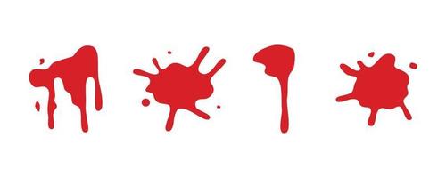 set of red blood or paint splatters, Halloween design element vector