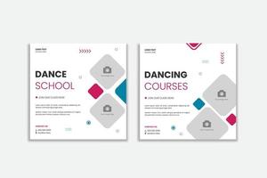 escuela de baile de diseño plano redes sociales, danza, actuación, plantilla de banner artístico vector