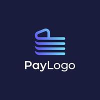 Pay logo design with line outline gradient colorful style, concept of credit card, crypto wallet, fast online payment vector