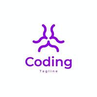 diseño de logotipo de codificación de programación triple, plantilla de diseño de logotipo de codificación. vector