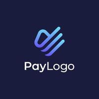 Pay logo design with line outline gradient colorful style, concept of credit card, crypto wallet, fast online payment vector