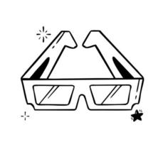 gafas 3d garabato ilustración vectorial de línea dibujada a mano al estilo de un garabato aislado en un fondo blanco vector