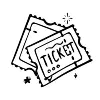 ticket doodle ilustración vectorial de línea dibujada a mano en el estilo de un doodle aislado en un fondo blanco vector