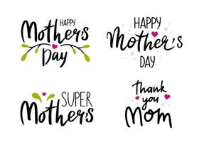 Happy Mothers Day holiday Lettering set Vector Illustration