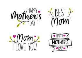 Happy Mothers Day holiday Lettering set Vector Illustration