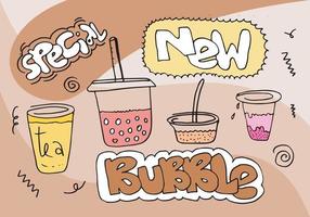 diseño de promociones especiales de té de burbujas, banner publicitario estilo doodle. ilustración vectorial