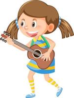 Girl with pigtails playing guitar vector