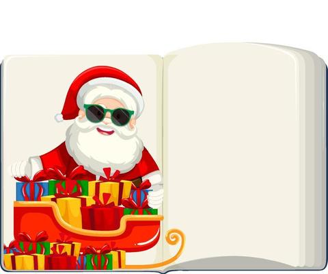 Santa Claus on opened blank book