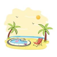 Creatively designed flat illustration of seashore vector