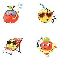 Trendy Summer Food Flat Stickers vector