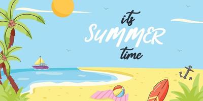 A visually appealing horizontal banner of summer time vector