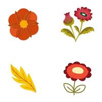 iconos temáticos florales dibujados a mano vector