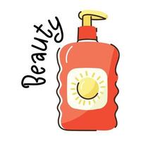 A sticker of sunblock lotion flat style vector