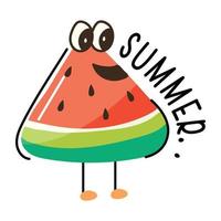 Healthy food, cute flat sticker of watermelon slice vector