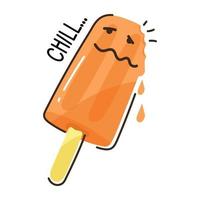 An editable flat sticker of popsicle vector