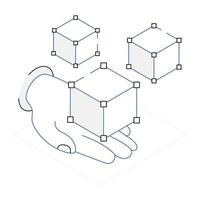 A handy isometric icon of blockchain technology vector