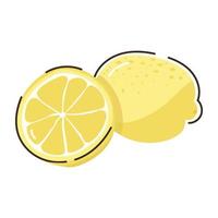 Citrus fruit, doodle flat icon of lemon vector