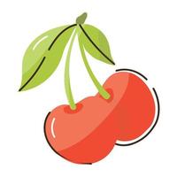 Look at this yummy cherries icon, flat doodle style vector