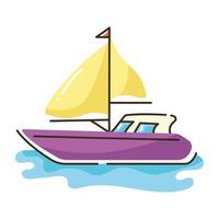 A handy doodle flat icon of yacht vector