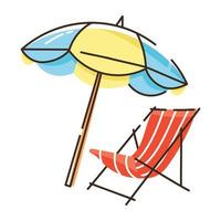 Flat doodle icon design of sunbed vector