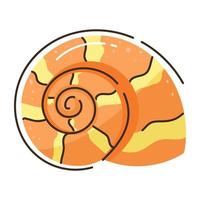 Modern doodle flat icon of snail shell vector