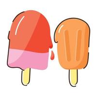 An editable doodle flat icon of popsicles vector