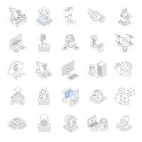 paquete de iconos isométricos de contorno ai vector