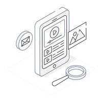 Video content editable isometric icon vector