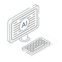 Check this isometric icon of ai computer vector