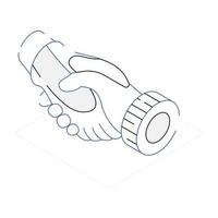 Premium isometric icon of robot handshake vector