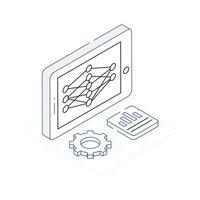 An editable isometric icon of ai network vector