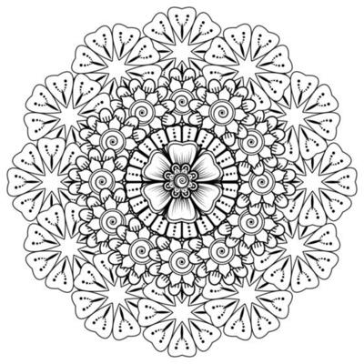 Circular pattern in form of mandala for Henna  Mehndi  tattoo  decoration. Coloring book page.