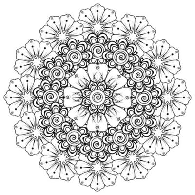 Circular pattern in form of mandala for Henna  Mehndi  tattoo  decoration. Coloring book page.